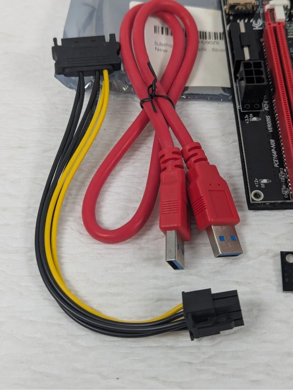 Graphics Card PCIe Riser VER 010S 16x to 1x Powered Riser Adapter Card w/USB 3.0